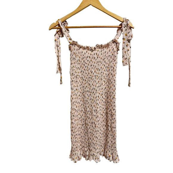Intimately Free People Bella Smocked slip dress in light pink floral size‎ xs - Picture 2 of 6